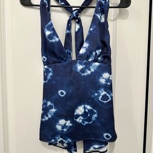 Zara Blue Tie-Dye Halter Top